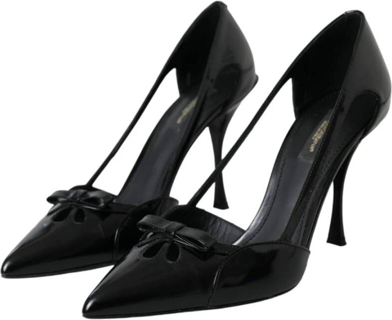 Dolce & Gabbana Zwarte Leren Puntige Hakken Pumps Black Dames