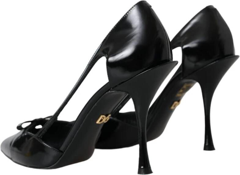 Dolce & Gabbana Zwarte Leren Puntige Hakken Pumps Black Dames