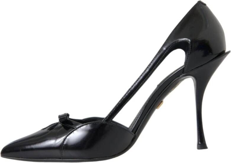 Dolce & Gabbana Zwarte Leren Puntige Hakken Pumps Black Dames