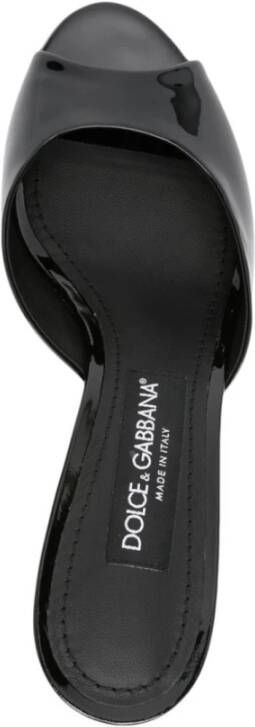 Dolce & Gabbana Zwarte leren sandalen met middelhoge hak Black Dames