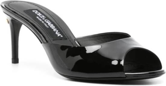 Dolce & Gabbana Zwarte leren sandalen met middelhoge hak Black Dames