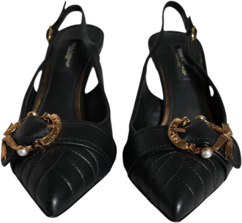 Dolce & Gabbana Zwarte leren Slingback hakken met gesp Black Dames