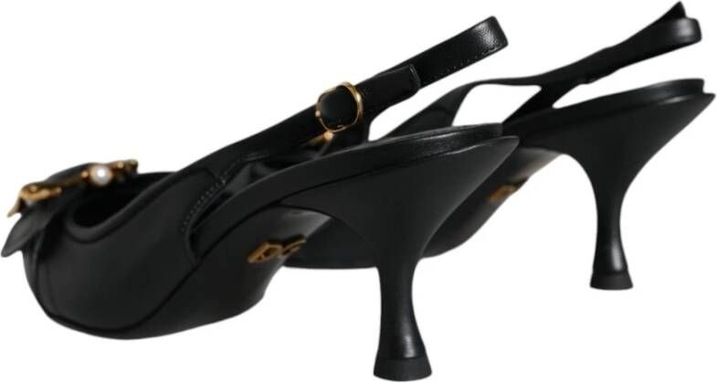 Dolce & Gabbana Zwarte leren Slingback hakken met gesp Black Dames