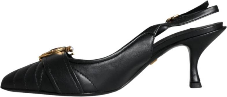 Dolce & Gabbana Zwarte leren Slingback hakken met gesp Black Dames