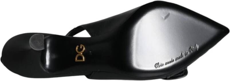 Dolce & Gabbana Zwarte leren Slingback hakken met gesp Black Dames