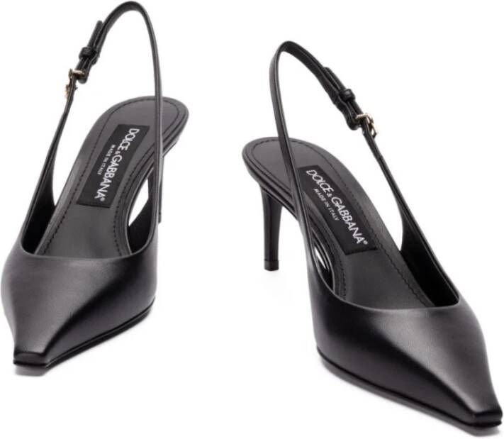 Dolce & Gabbana Zwarte Leren Slingback Pumps Black Dames