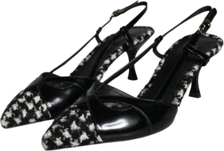 Dolce & Gabbana Zwarte leren slingback sandalen met gesp Black Dames