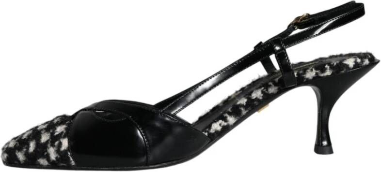 Dolce & Gabbana Zwarte leren slingback sandalen met gesp Black Dames