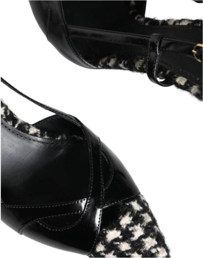 Dolce & Gabbana Zwarte leren slingback sandalen met gesp Black Dames