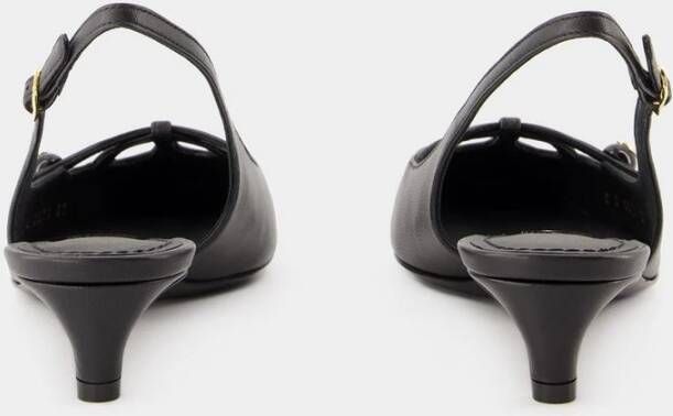 Dolce & Gabbana Zwarte Leren Slingbacks Puntige Neus Black Dames