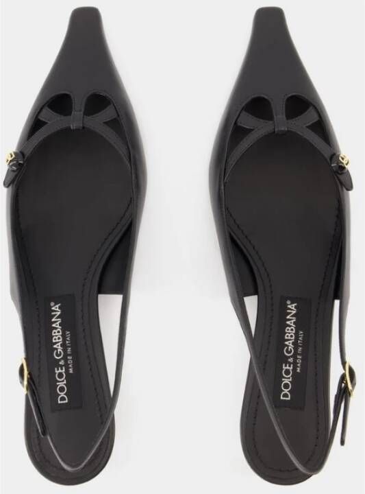 Dolce & Gabbana Zwarte Leren Slingbacks Puntige Neus Black Dames