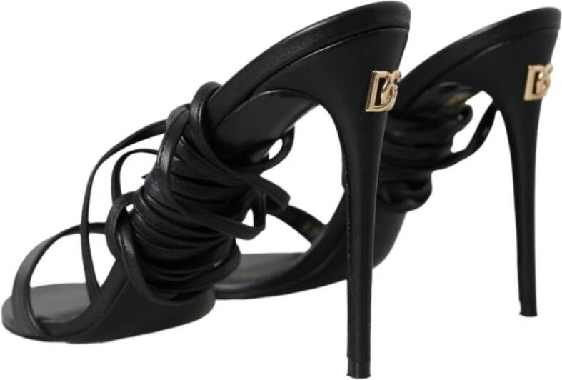 Dolce & Gabbana Zwarte leren stiletto sandalen Black Dames