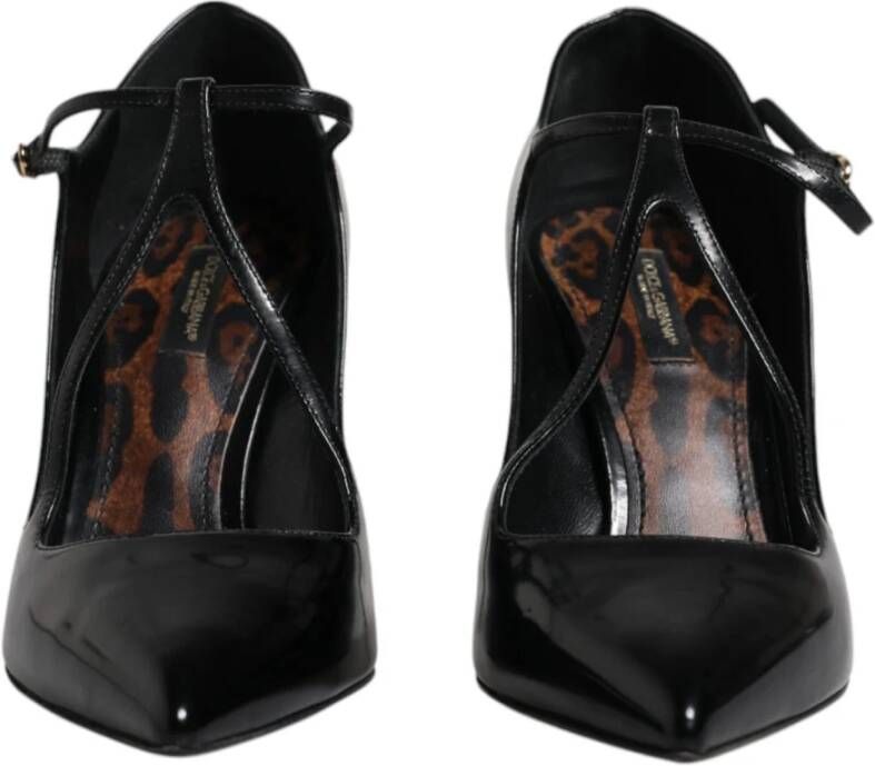 Dolce & Gabbana Zwarte leren stilettohakken met gespsluiting Black Dames