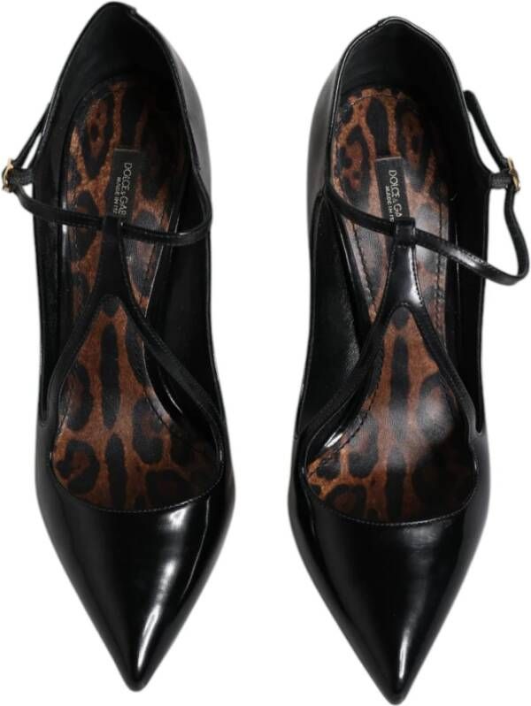 Dolce & Gabbana Zwarte leren stilettohakken met gespsluiting Black Dames