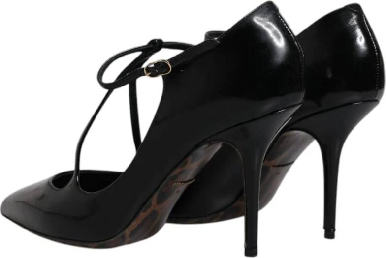 Dolce & Gabbana Zwarte leren stilettohakken met gespsluiting Black Dames