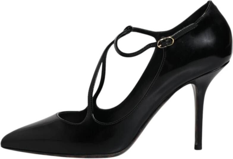 Dolce & Gabbana Zwarte leren stilettohakken met gespsluiting Black Dames