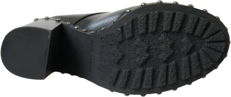 Dolce & Gabbana Zwarte Leren Studs Veterschoenen Black Dames