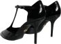 Dolce & Gabbana Zwarte leren T-strap stiletto hakken Black Dames - Thumbnail 4