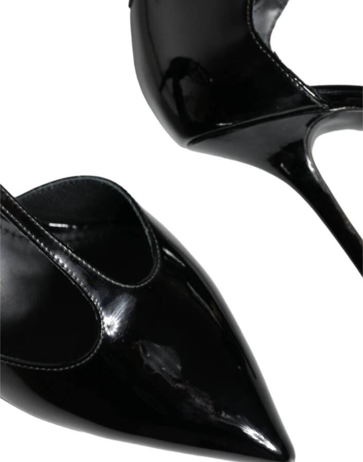 Dolce & Gabbana Zwarte leren T-strap stiletto hakken Black Dames