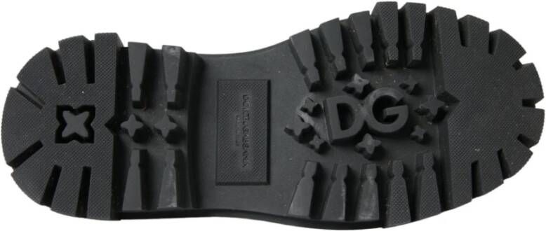 Dolce & Gabbana Zwarte Leren Trekking Derby Schoenen Black Dames