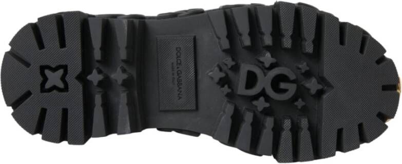 Dolce & Gabbana Zwarte Leren Trekking Enkellaarzen Black Dames