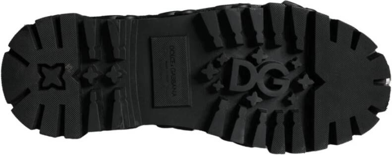 Dolce & Gabbana Zwarte Leren Trekking Enkellaarzen Black Heren