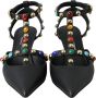 Dolce & Gabbana Zwarte Leren Versierde Hak Sandalen Black Dames - Thumbnail 2