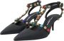 Dolce & Gabbana Zwarte Leren Versierde Hak Sandalen Black Dames - Thumbnail 3