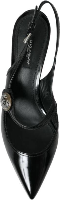 Dolce & Gabbana Zwarte Leren Versierde Slingback Schoenen Black Dames