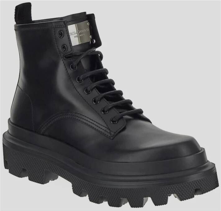 Dolce & Gabbana Zwarte Leren Veterschoen Black Heren