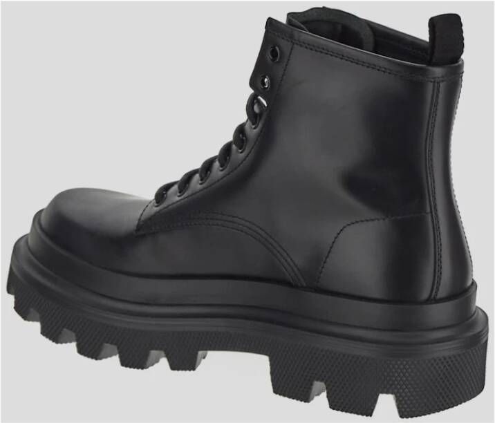 Dolce & Gabbana Zwarte Leren Veterschoen Black Heren