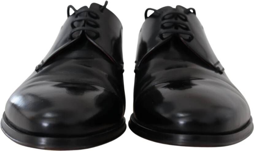 Dolce & Gabbana Zwarte Leren Veterschoenen Black Heren