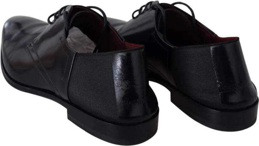 Dolce & Gabbana Zwarte Leren Veterschoenen Black Heren