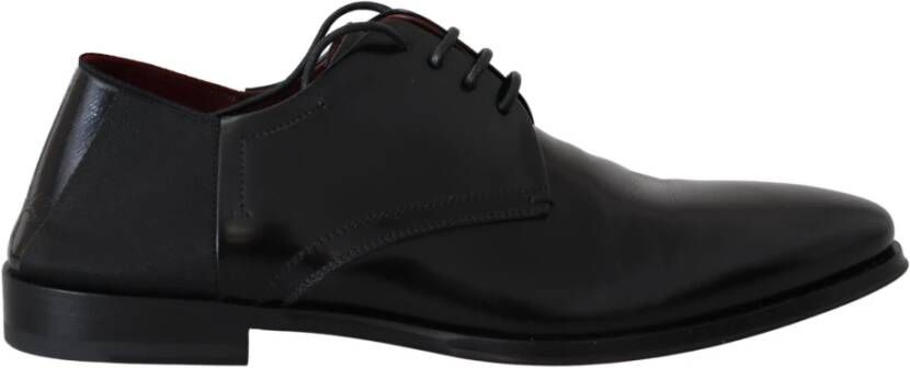 Dolce & Gabbana Zwarte Leren Veterschoenen Black Heren