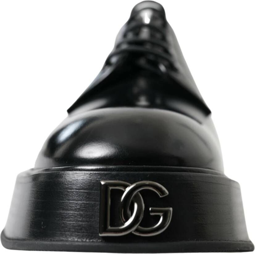 Dolce & Gabbana Zwarte leren veterschoenen Black Heren