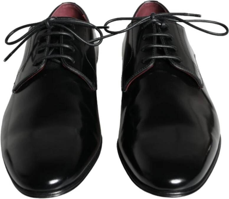 Dolce & Gabbana Zwarte Leren Veterschoenen Black Heren