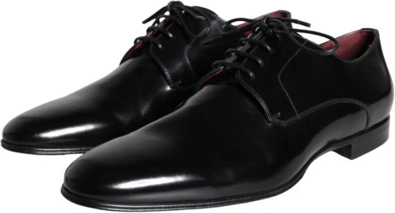 Dolce & Gabbana Zwarte Leren Veterschoenen Black Heren