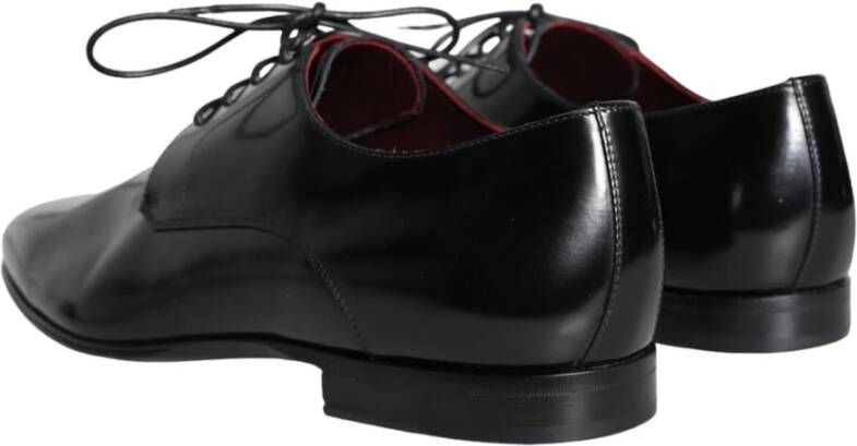 Dolce & Gabbana Zwarte Leren Veterschoenen Black Heren