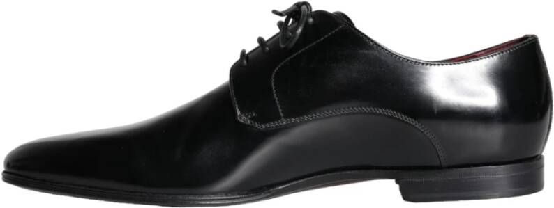 Dolce & Gabbana Zwarte Leren Veterschoenen Black Heren