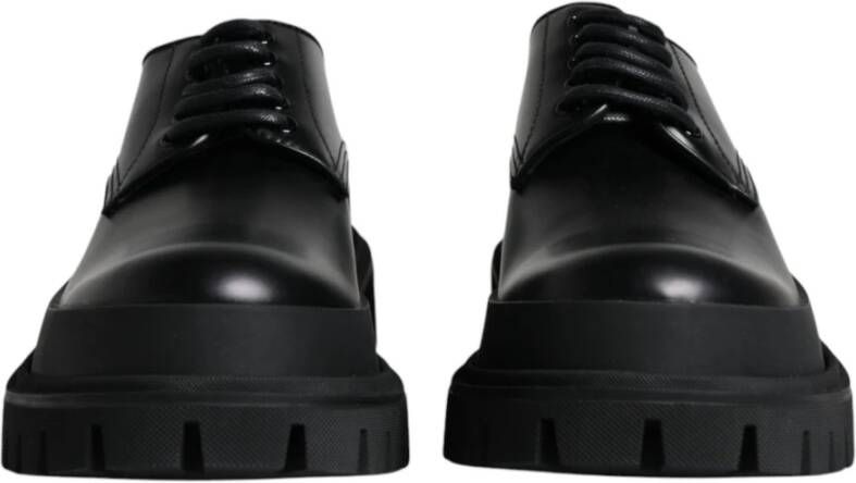 Dolce & Gabbana Zwarte Leren Veterschoenen Black Heren