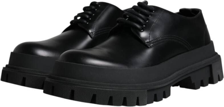 Dolce & Gabbana Zwarte Leren Veterschoenen Black Heren