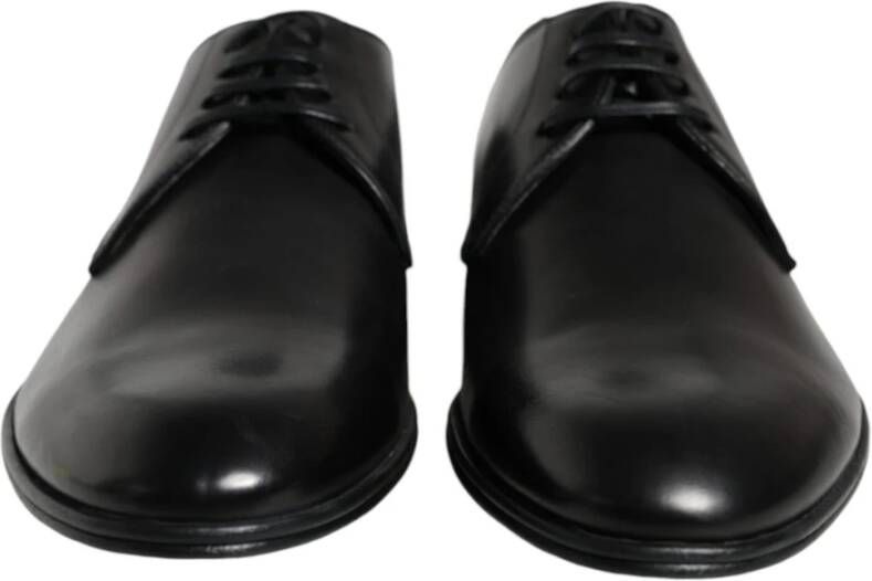 Dolce & Gabbana Zwarte Leren Veterschoenen Black Heren