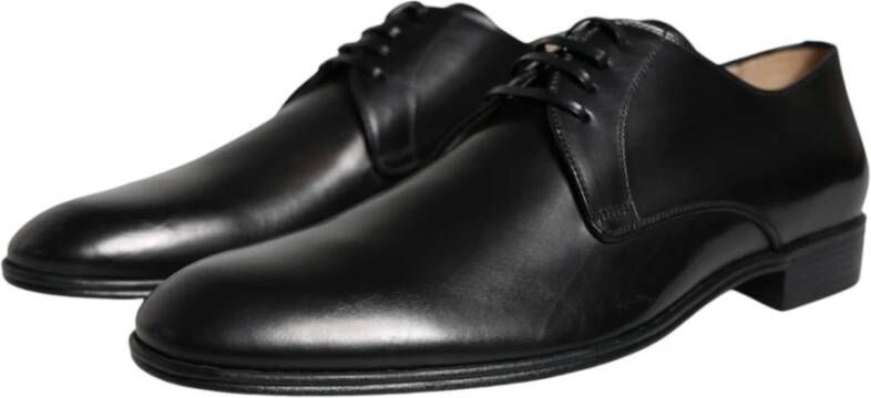 Dolce & Gabbana Zwarte Leren Veterschoenen Black Heren