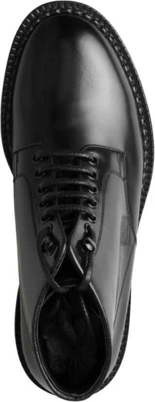 Dolce & Gabbana Zwarte Leren Veterschoenen Korte Laarzen Black Heren