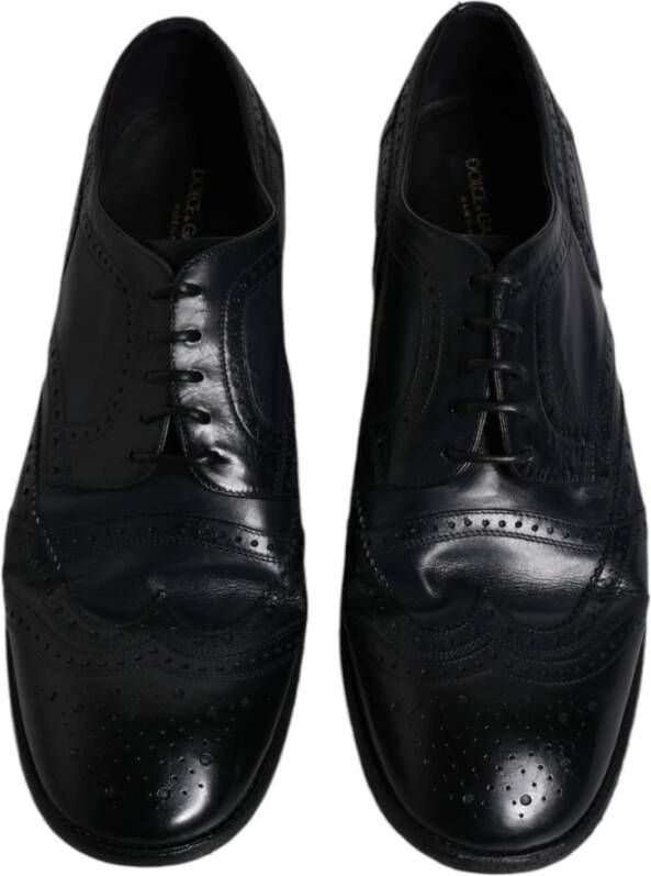 Dolce & Gabbana Zwarte leren Wingtip Formele Schoenen Black Heren