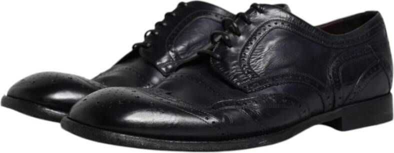 Dolce & Gabbana Zwarte leren Wingtip Formele Schoenen Black Heren