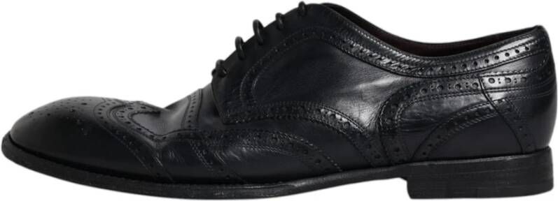 Dolce & Gabbana Zwarte leren Wingtip Formele Schoenen Black Heren