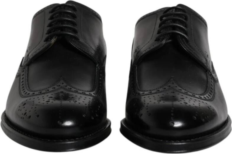 Dolce & Gabbana Zwarte Leren Wingtip Formele Schoenen Black Heren