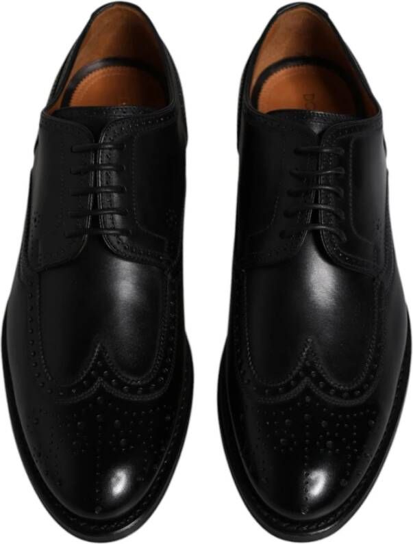 Dolce & Gabbana Zwarte Leren Wingtip Formele Schoenen Black Heren