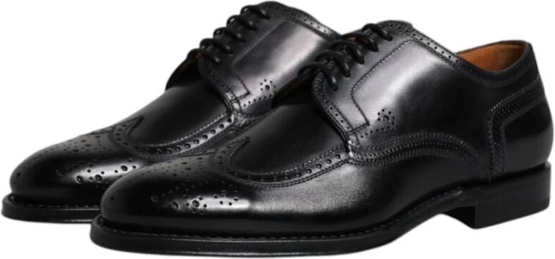 Dolce & Gabbana Zwarte Leren Wingtip Formele Schoenen Black Heren